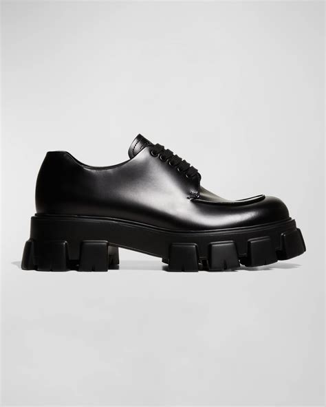 prada leather derby|Prada Monolith Leather Derby Shoes .